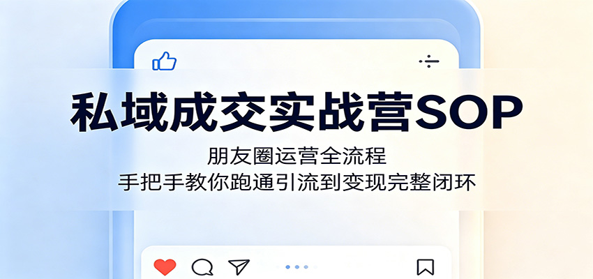 私域成交实战营SOP：朋友圈运营全流程，手把手教你跑通引流到变现完整闭环-续财库