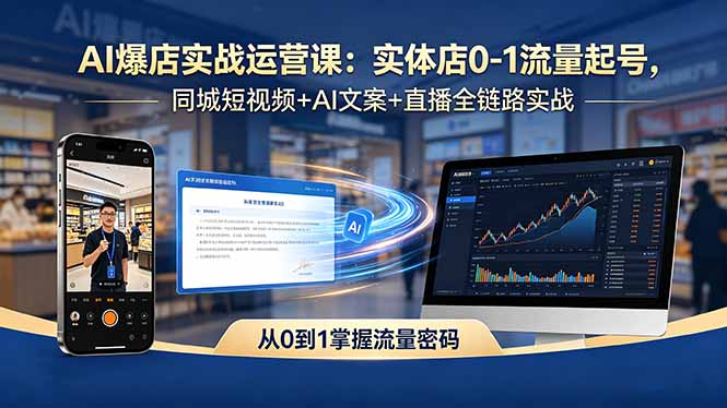 AI爆店实战运营课：实体店0-1流量起号，同城短视频+AI文案+直播全链路实战-续财库
