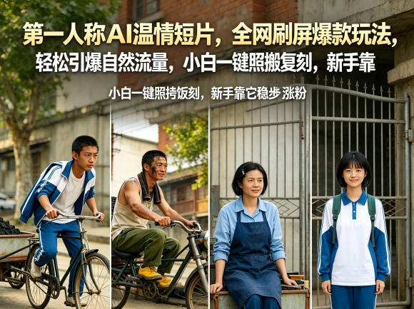 第一人称AI温情短片，全网刷屏爆款玩法，轻松引爆自然流量，小白一键照搬复刻，新手靠它稳步涨粉-续财库