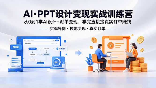 AI·PPT设计变现实战训练营，从0到1学AI设计+派单变现，学完直接接真实订单赚钱-续财库