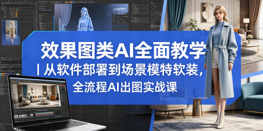 效果图类AI全面教学｜从软件部署到场景模特软装，全流程AI出图实战课-续财库