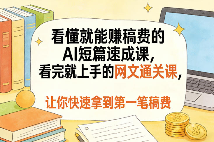 看懂就能賺稿费的AI短篇速成课，看完就上手的网文通关课，让你快速拿到第一笔稿费(更新5月)-续财库