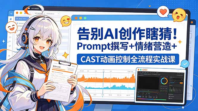 告别AI创作瞎猜！Prompt撰写+情绪营造+CAST动画控制全流程实战课-续财库
