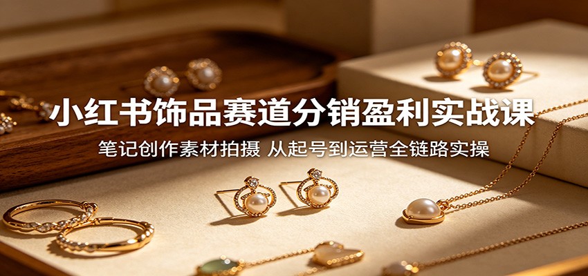 小红书饰品赛道分销盈利实战课：笔记创作素材拍摄，从起号到运营全链路实操-续财库