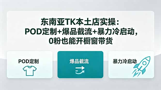 东南亚TK本土店实操-5月更新：POD定制+爆品截流+暴力冷启动，0粉也能开橱窗带货-续财库