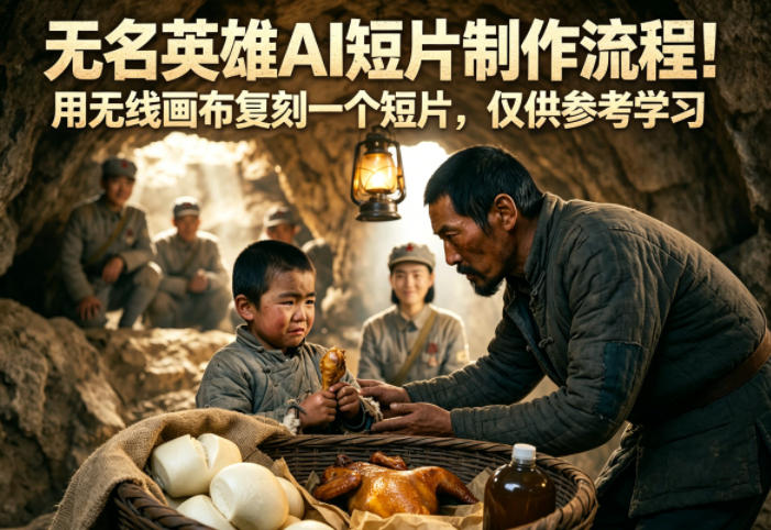 无名英雄AI短片制作流程！用无线画布复刻一个短片，仅供参考学习-续财库