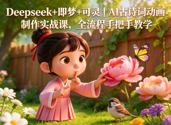 Deepseek+即梦+可灵｜AI古诗词动画制作实战课，全流程手把手教学-续财库