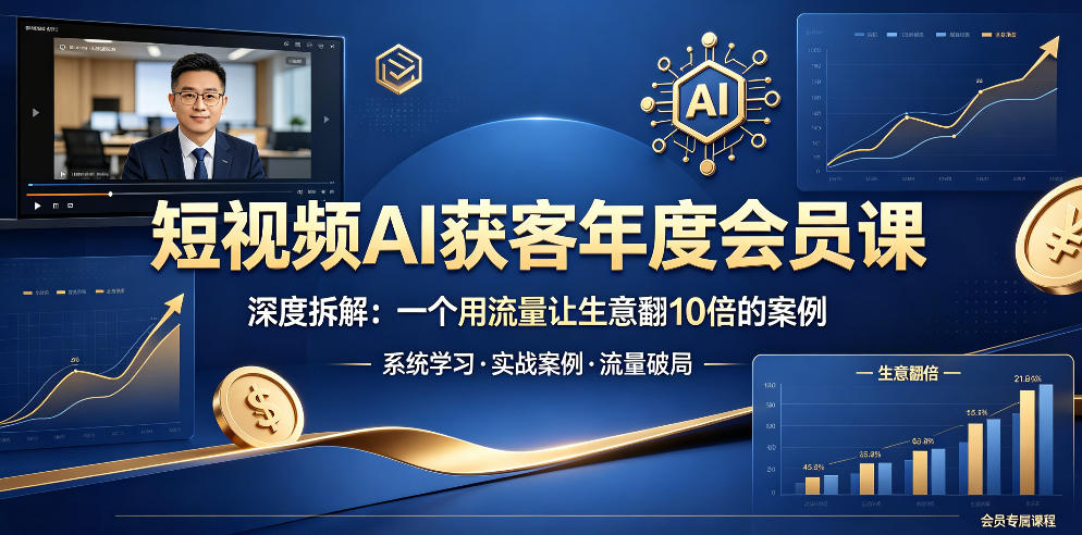 短视频AI获客年度会员课，深度拆解，一个用流量让生意翻10倍的案例-续财库