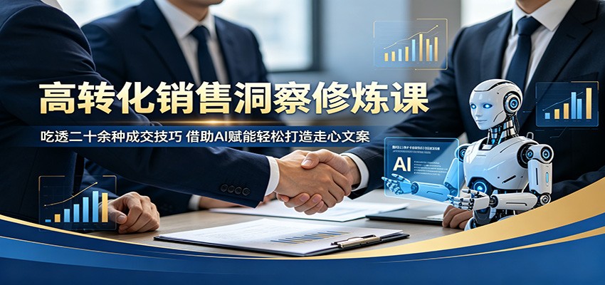 高转化销售洞察修炼课：吃透二十余种成交技巧，借助AI赋能轻松打造走心文案-续财库