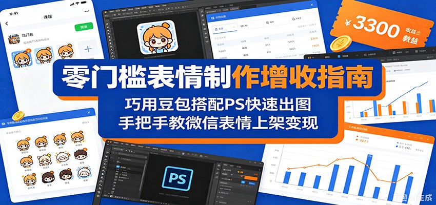 零门槛表情制作增收指南：巧用豆包搭配 PS 快速出图，手把手教微信表情上架变现-续财库