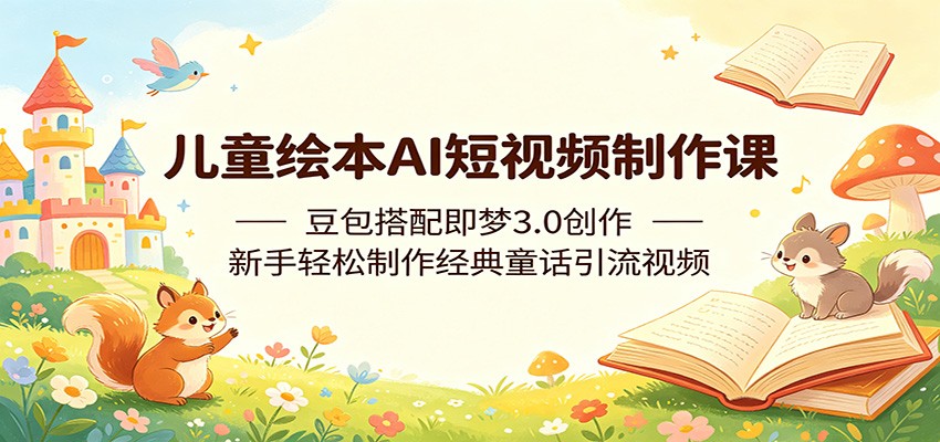 儿童绘本AI短视频制作课：豆包搭配即梦3.0创作，新手轻松制作经典童话引流视频-续财库