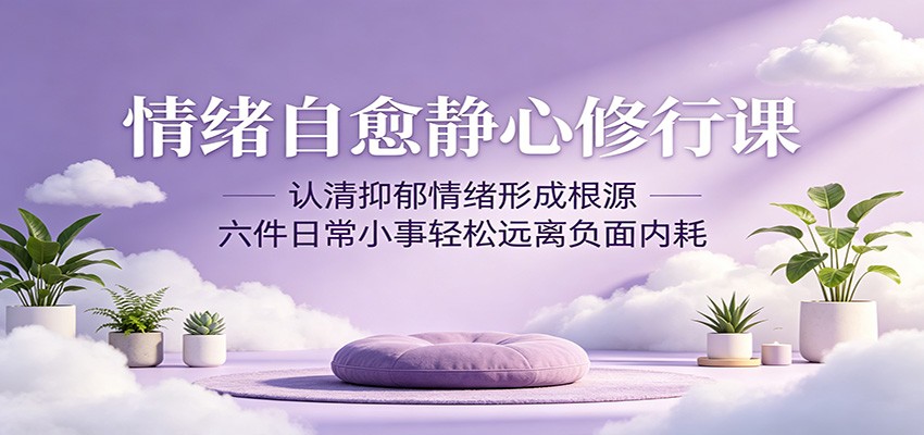 情绪自愈静心修行课：认清抑郁情绪形成根源，六件日常小事轻松远离负面内耗-续财库