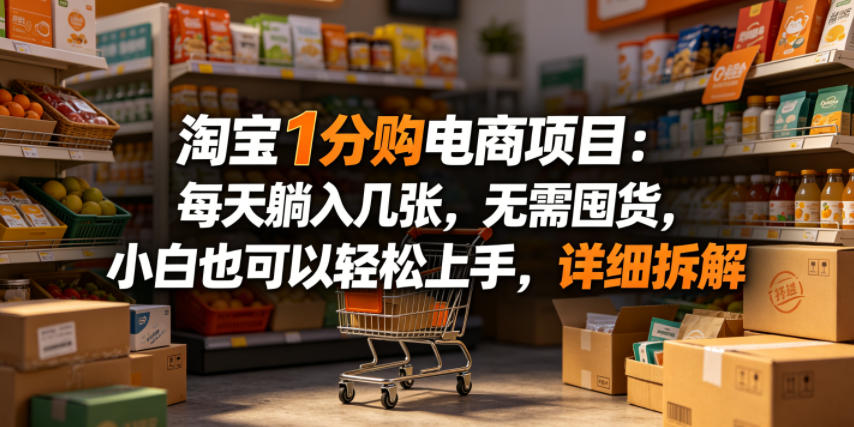 淘宝1分购电商项目：每天躺入几张，无需囤货，小白也可以轻松上手，详细拆解-续财库
