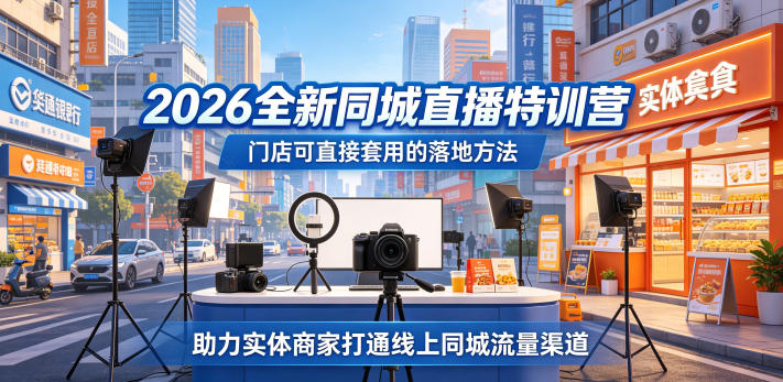 2026全新同城直播特训营,门店可直接套用的落地方法,助力实体商家打通线上同城流量渠道-续财库