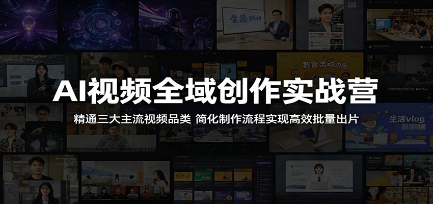 AI视频全域创作实战营:精通三大主流视频品类,简化制作流程实现高效批量出片-续财库