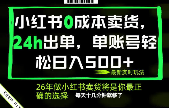 小红书0成本AI卖货,24小时出单,全流程托管,保底日入500+,每天十几分钟就够了【揭秘】-续财库