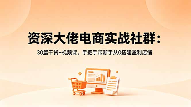 资深大佬电商实战社群：30篇干货+视频课，手把手带新手从0搭建盈利店铺-续财库