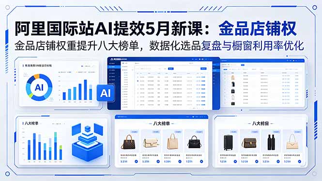 阿里国际站AI提效5月新课：金品店铺权重提升八大榜单，数据化选品复盘与橱窗利用率优化-续财库