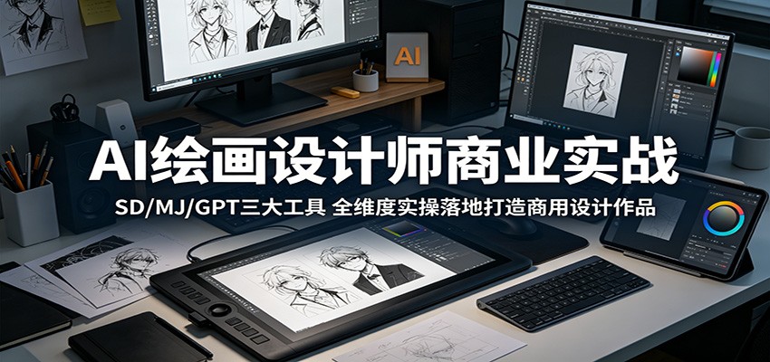 AI绘画设计师商业实战：SD/MJ/GPT三大工具，全维度实操落地打造商用设计作品-续财库