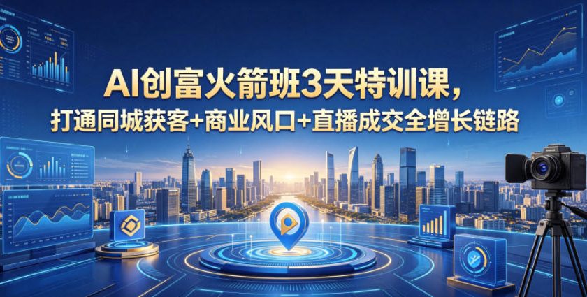 AI创富火箭班3天特训课，打通同城获客+商业风口+直播成交全增长链路，2026年4月新课-续财库