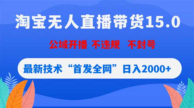 淘宝无人直播带货15.0,不封号,不违规,公域玩法,首发全网日入2000+-续财库