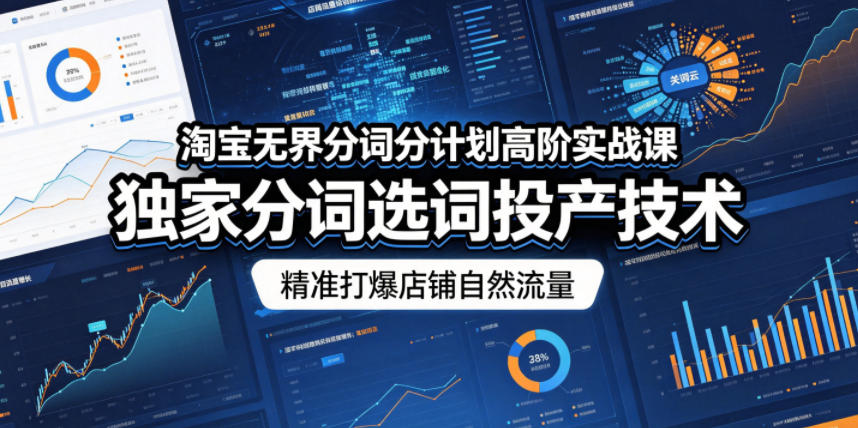淘宝无界分词分计划高阶实战课，独家分词选词投产技术，精准打爆店铺自然流量-续财库