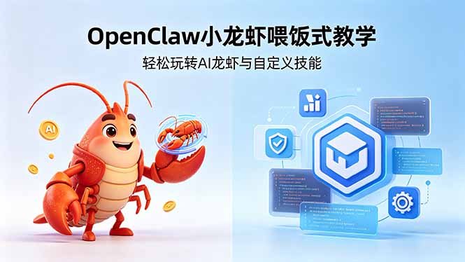 不用懂技术!OpenClaw小龙虾喂饭式教学,轻松玩转AI龙虾与自定义技能 (5月22更新-续财库
