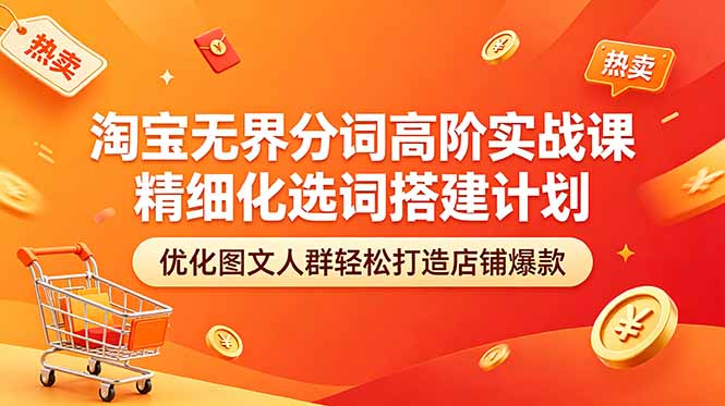 淘宝无界分词高阶实战课 精细化选词搭建计划 优化图文人群轻松打造店铺爆款-续财库