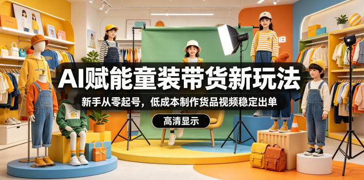 AI赋能童装带货新玩法,新手从零起号,低成本制作货品视频稳定出单-续财库