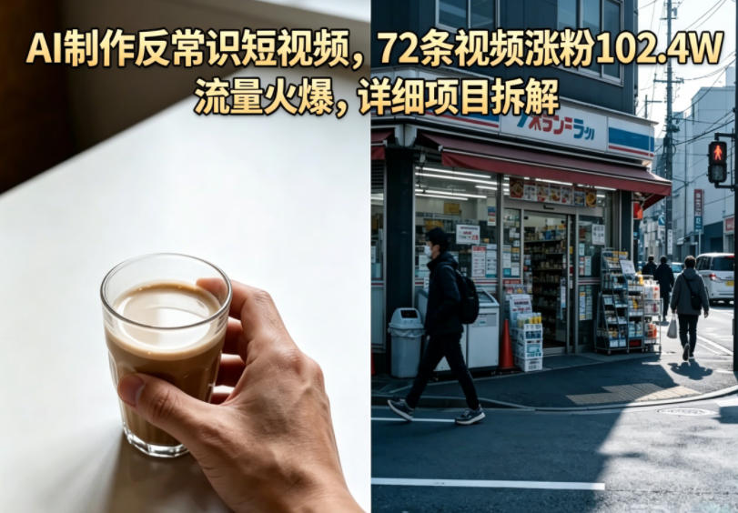 AI制作反常识短视频,72条视频涨粉102.4W,流量火爆,详细项目拆解-续财库