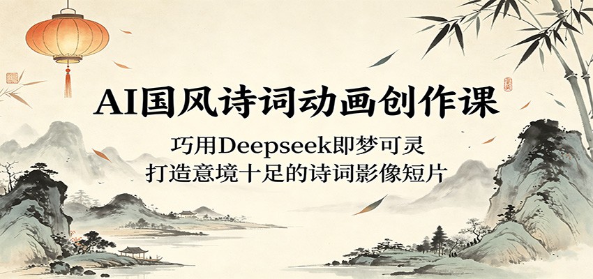 AI国风诗词动画创作课：巧用Deepseek即梦可灵，打造意境十足的诗词影像短片-续财库