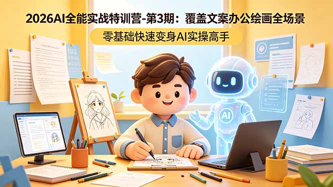 2026AI全能实战特训营-第3期：覆盖文案办公绘画全场景 零基础快速变身AI实操高手-续财库