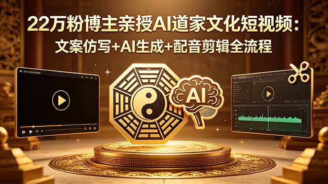 22万粉博主亲授AI道家文化短视频：文案仿写+AI生成+配音剪辑全流程-续财库