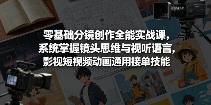 零基础分镜创作全能实战课，系统掌握镜头思维与视听语言，影视短视频动画通用接单技能-续财库