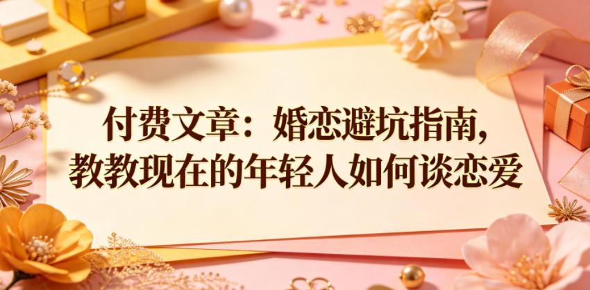 付费文章：婚恋避坑指南，教教现在的年轻人如何谈恋爱-续财库