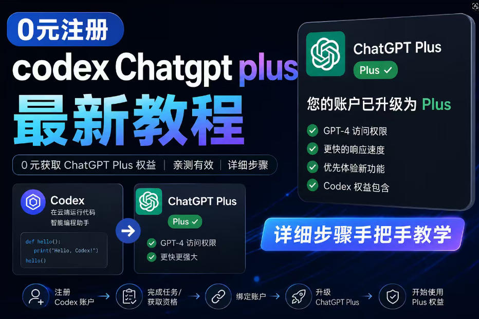 0元全自动注册codex gpt plus最新教程，0元获取GPT Plus权益，手把手详细教学-续财库