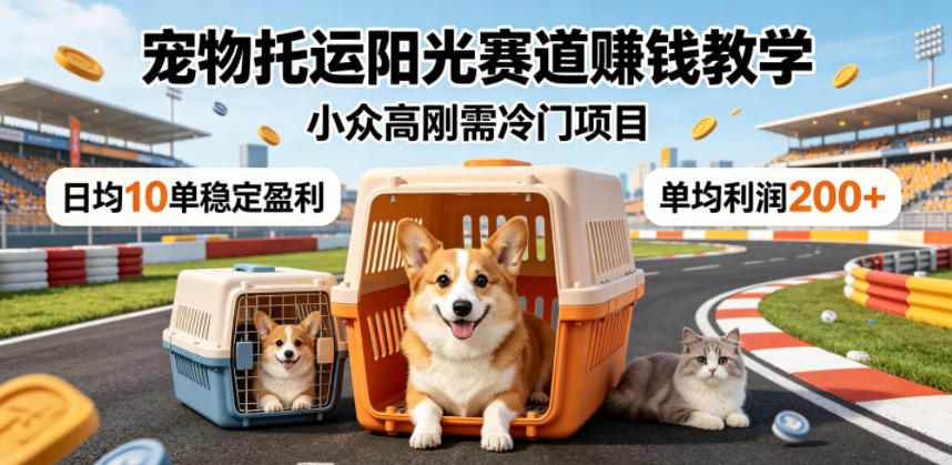 宠物托运阳光赛道賺钱教学，小众高刚需冷门项目，日均10单稳定盈利，单均利润200+-续财库