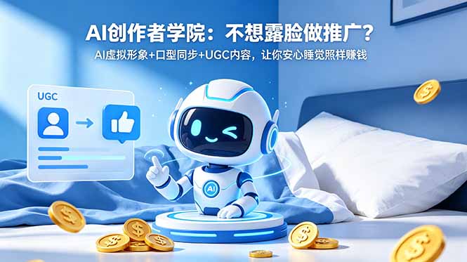 AI创作者学院：不想露脸做推广？AI虚拟形象+口型同步+UGC内容，让你安心睡觉照样赚钱-续财库