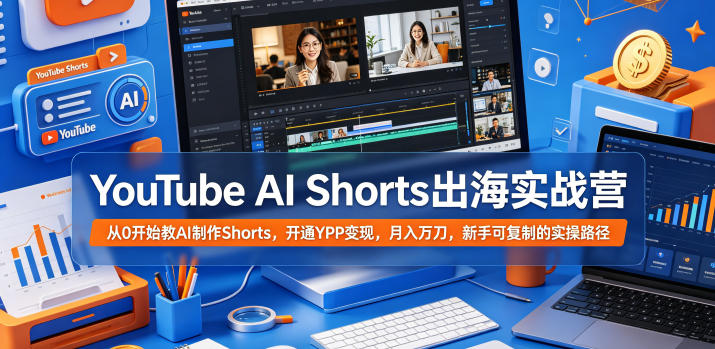 YouTube AI Shorts出海实战营,从0开始教AI制作Shorts,开通YPP变现,月入万刀,新手可复制的实操路径-续财库