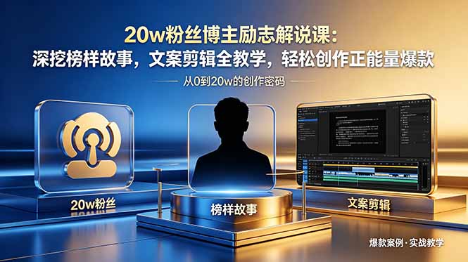 20w粉丝博主励志解说课:深挖榜样故事,文案剪辑全教学,轻松创作正能量爆款-续财库