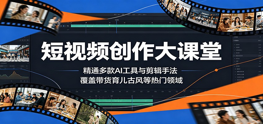 短视频创作大课堂:精通多款AI工具与剪辑手法,覆盖带货、育儿、古风等热门领域-续财库
