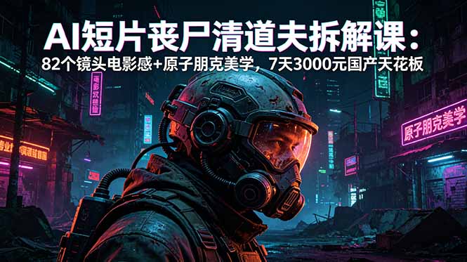 AI短片《丧尸清道夫》拆解课：82个镜头电影感+原子朋克美学，7天3000元国产天花板-续财库