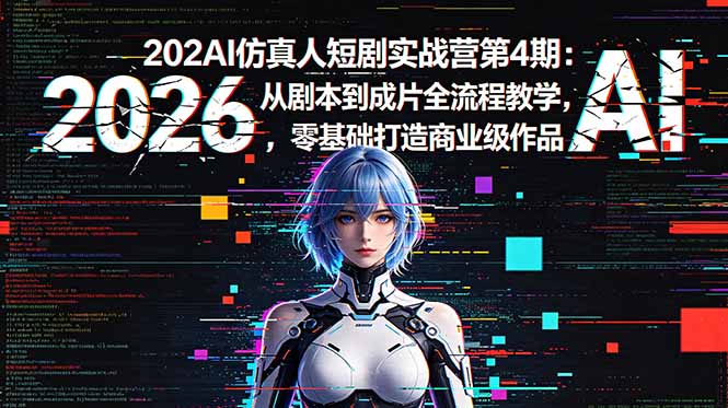 2026AI仿真人短剧实战营第4期：从剧本到成片全流程教学，零基础打造商业级作品-续财库