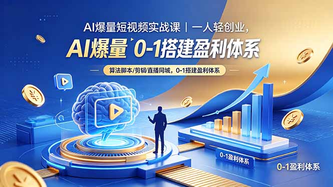 AI爆量短视频实战课｜一人轻创业，算法脚本剪辑直播同城，0-1搭建盈利体系-续财库