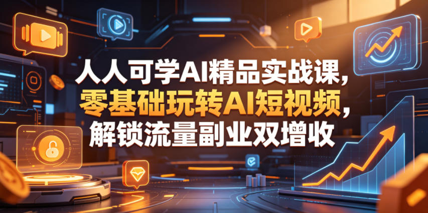 人人可学AI精品实战课,零基础玩转AI短视频,解锁流量副业双增收-续财库