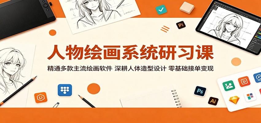 人物绘画系统研习课:精通多款主流绘画软件,深耕人体造型设计,零基础接单变现-续财库