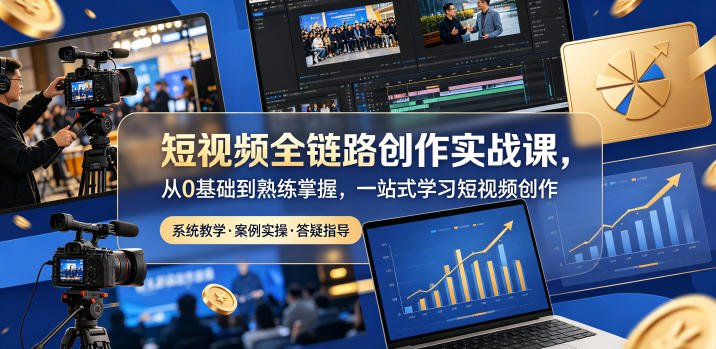 短视频全链路创作实战课，从0基础到熟练掌握，一站式学习短视频创作-续财库