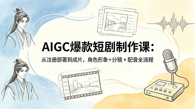 AIGC爆款短剧制作课:从注册部署到成片,角色形象+分镜+配音全流程-续财库