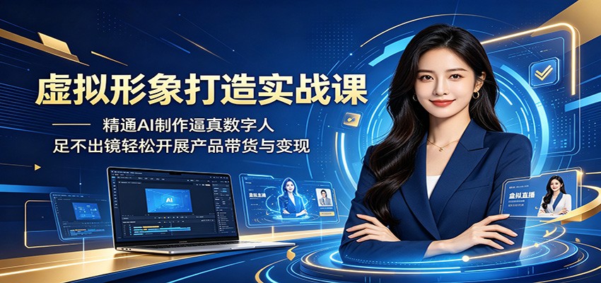 虚拟形象打造实战课:精通AI制作逼真数字人,足不出镜轻松开展产品带货与变现-续财库