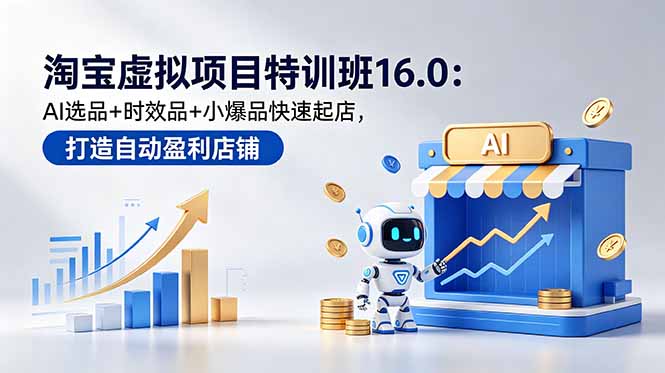 淘宝虚拟项目特训班16.0:AI选品+时效品+小爆品快速起店,打造自动盈利店铺-续财库